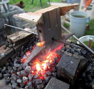 Heating anvil to harden