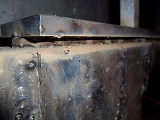 Welding anvil face plate closeup