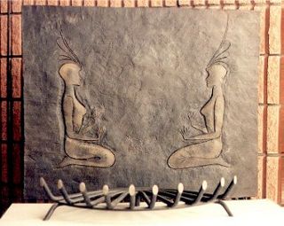 Slab from fireplace inspired from the DEVOUT letter M Erte