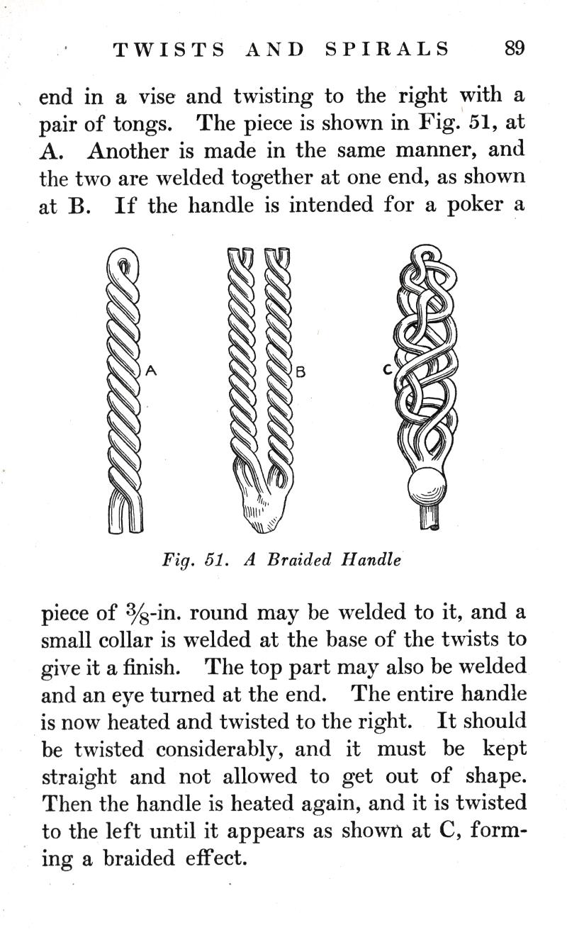TWISTS, SPIRALS, vise, twisting, tongs, welded, poker, Braided Handle, round, welded, collar, twists, finish, heated
