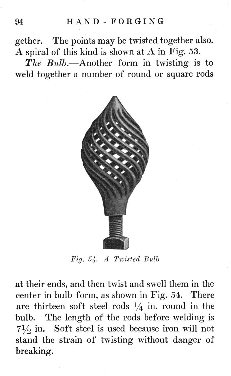 HAND, FORGING, spiral, Bulb, Twisted, twist, swell, soft steel rods, welding