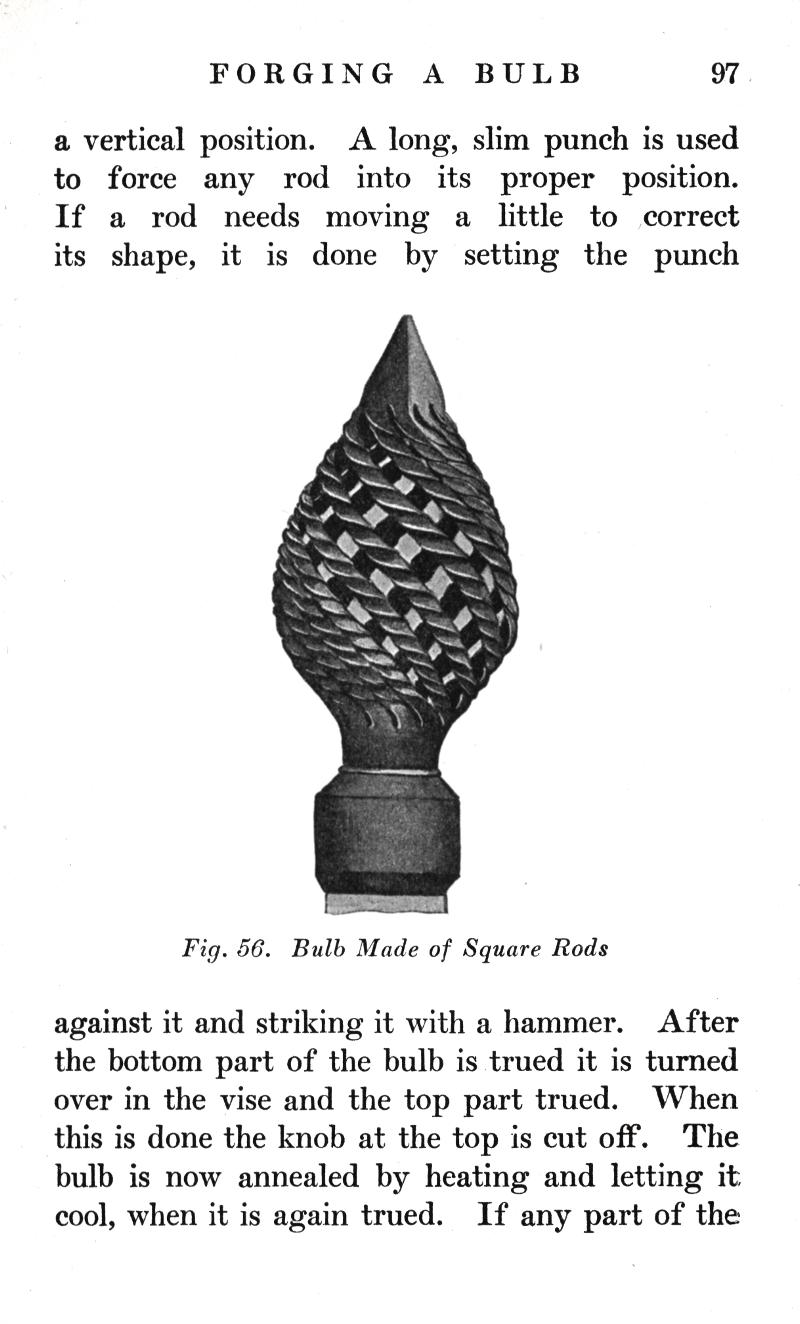 FORGING, BULB, punch, Square Rods, striking, hammer, vise, trued, knob, heating