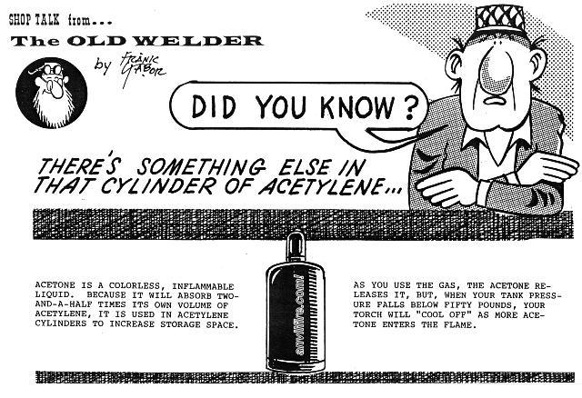 Shop Talk from the Old Welder.  Did you know?  There's something else in that cylinder of acetylene.
