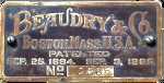 Name tag off scraped 50# Beaudry Power Hammer - Beaudry and Company, Boston, Mass., U.S.A., Patented Sept. 25, 1894 - Sept 3, 1895, No. 2325