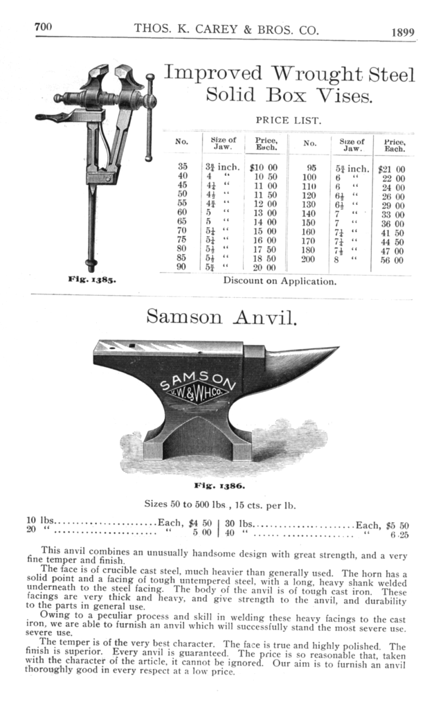 Carey Bros 1899 catalog page